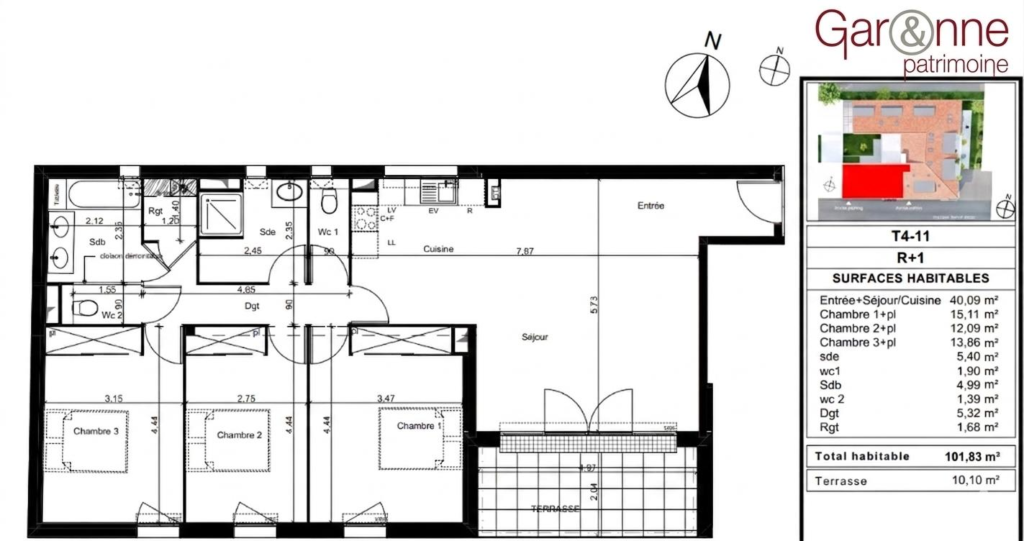 Appartement T4 + Terrasse – Quartier Saint Cyprien