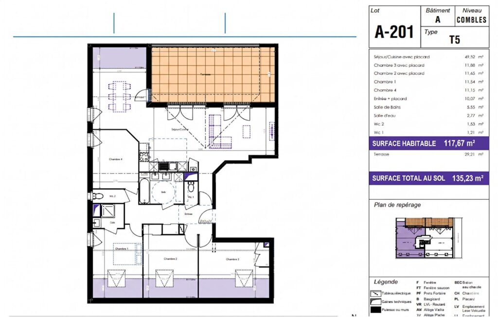 Appartement T5 avec terrasse cur Blagnac