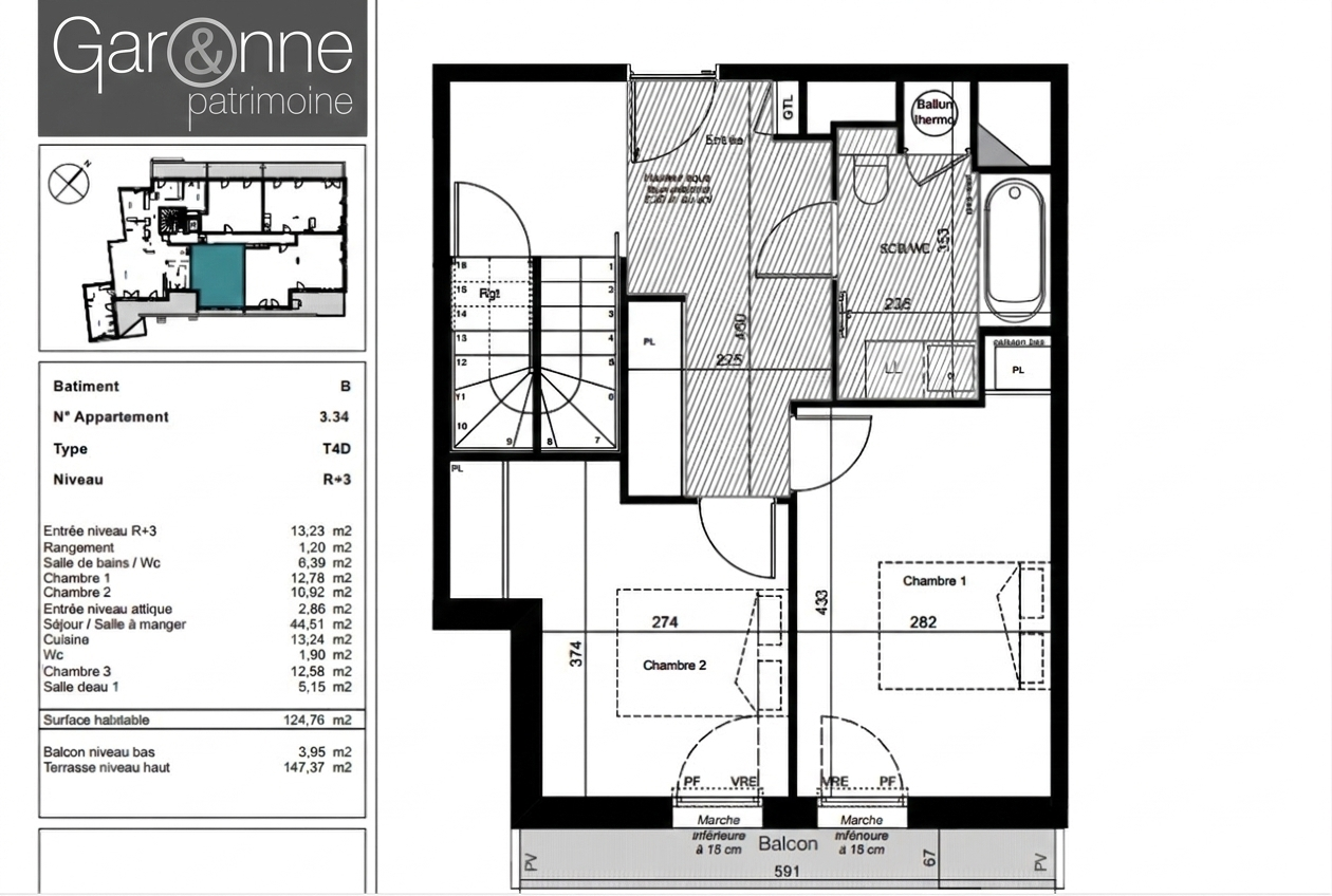 T4 Duplex en Rooftop + terrasse – quartier Côte Pavée